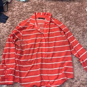 Salmon and white button up